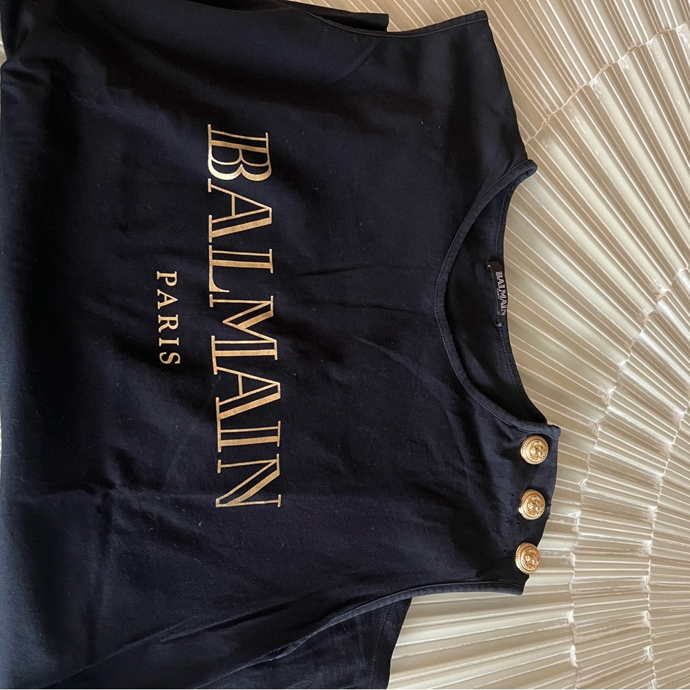 Balmain Black Tee with Gold Accents - Picture 3 of 8